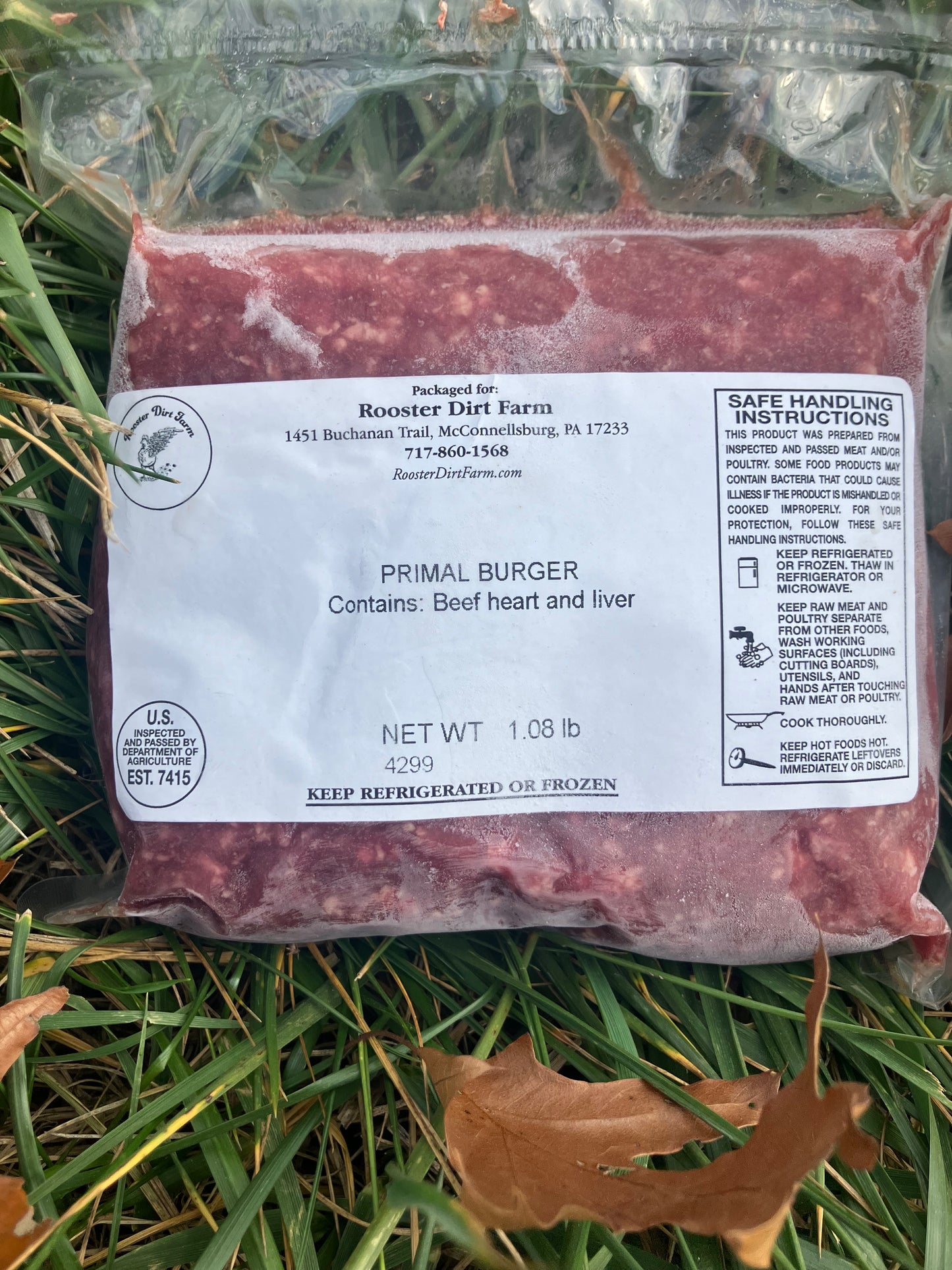 100% grass fed, pasture raised ground beef with liver & heart
