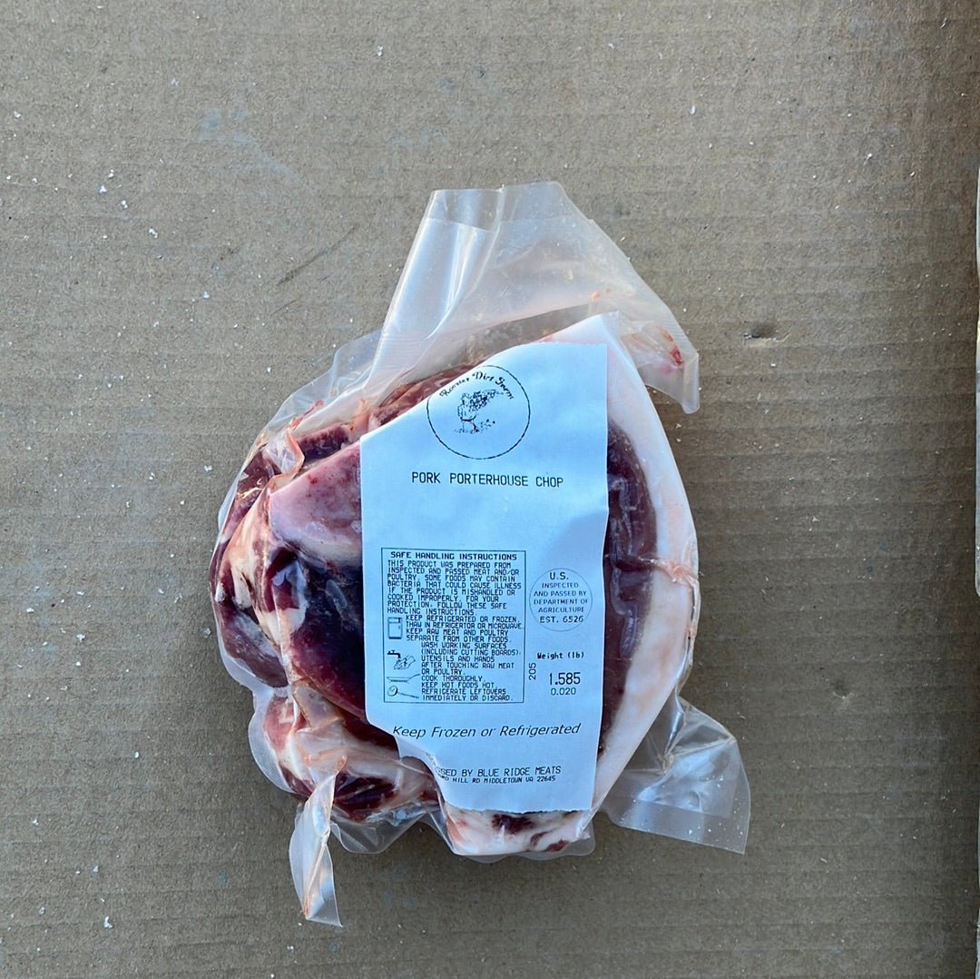 Mangalitsa porterhouse Pork Chops - Bone In - Thick Cut - 2 Per Package - Rooster Dirt Farm