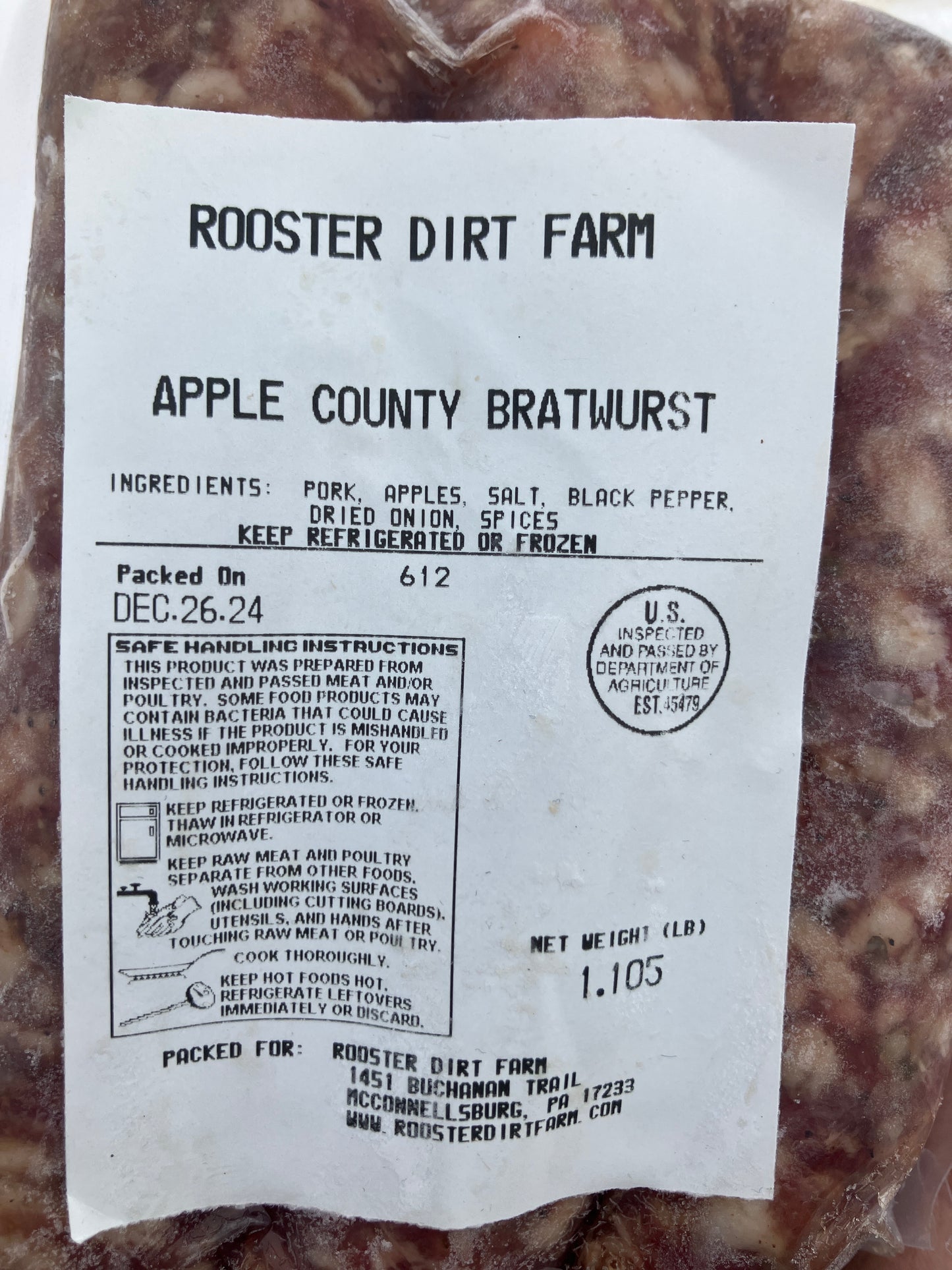 Mangalitsa Apple Country Bratwurst Sausage