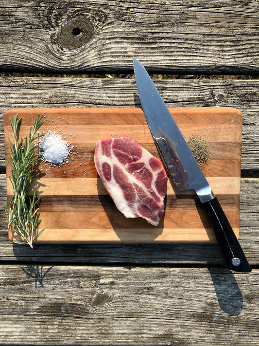 Pasture raised coppa steaks - mangalitsa pork for sale